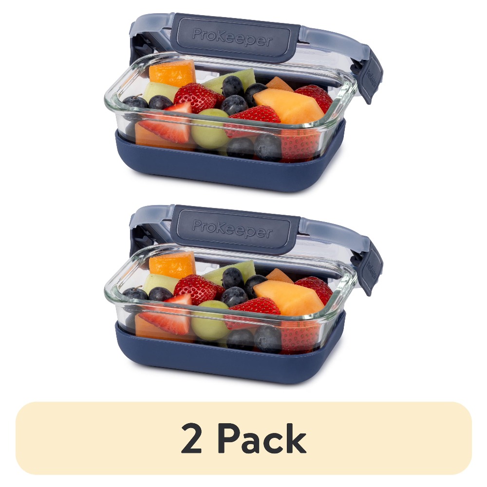 Food Storage Silicone - 2 Pack 1.6 Cup Glass Food