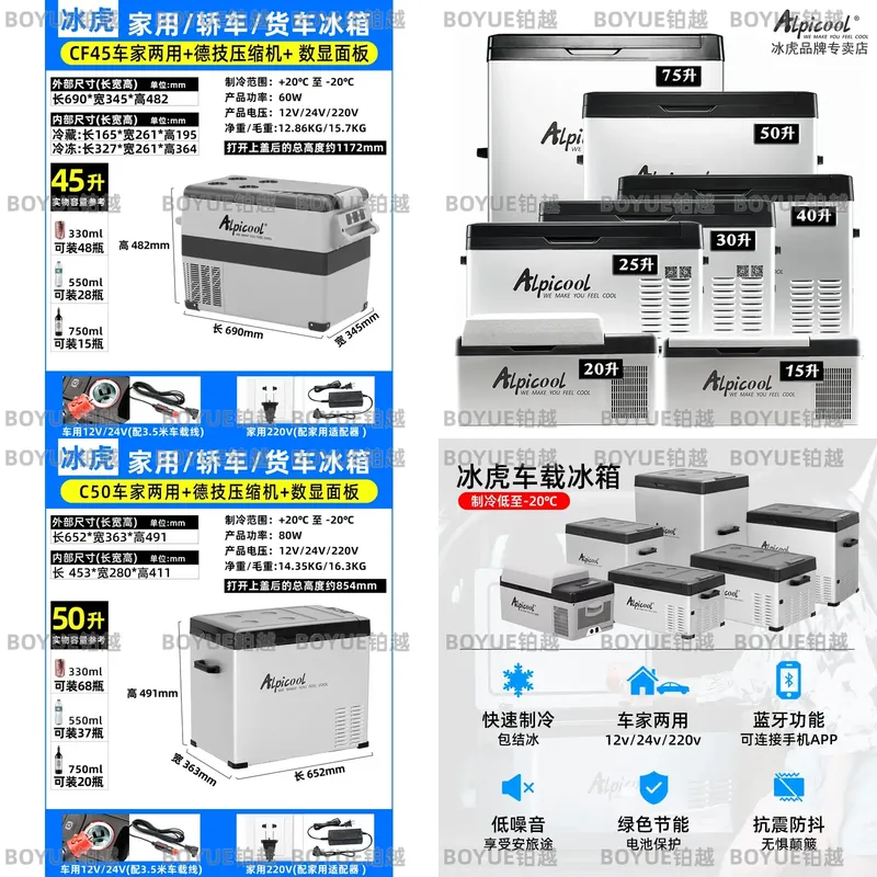 Food Storage Zone - Portable Car Refrigerator 12V 24V Compressor
