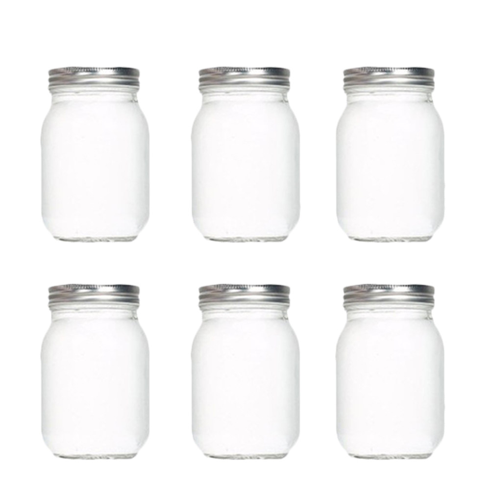 Food Storage Jars With Lids - 6Pcs Transparent Round Glass Jars with