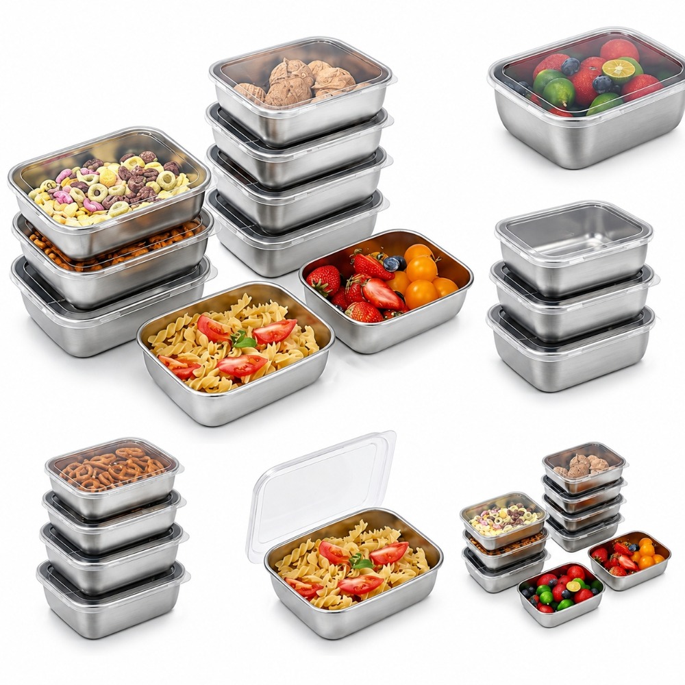 Food Storage Lunch Box - 6PCS Stainless Steel Food Storage Containers