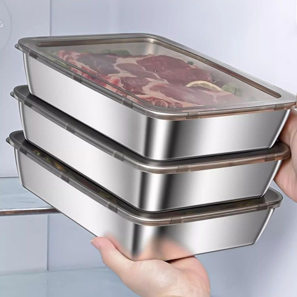 Food Storage Square Containers - Food Grade Stainless Steel Serving Tray