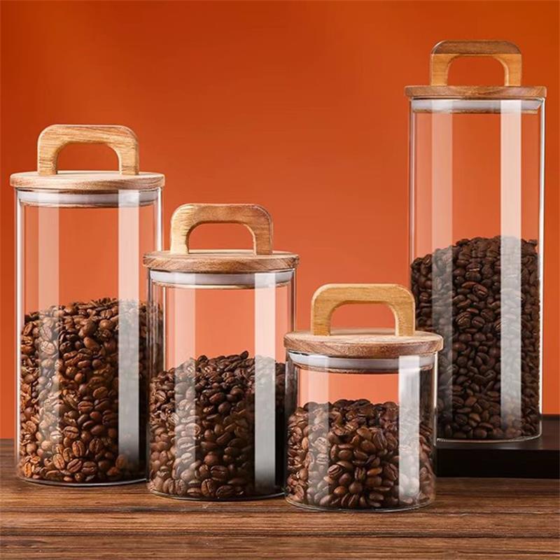 Food Storage Jars With Lids - Clear Glass Jar with Bamboo Lid