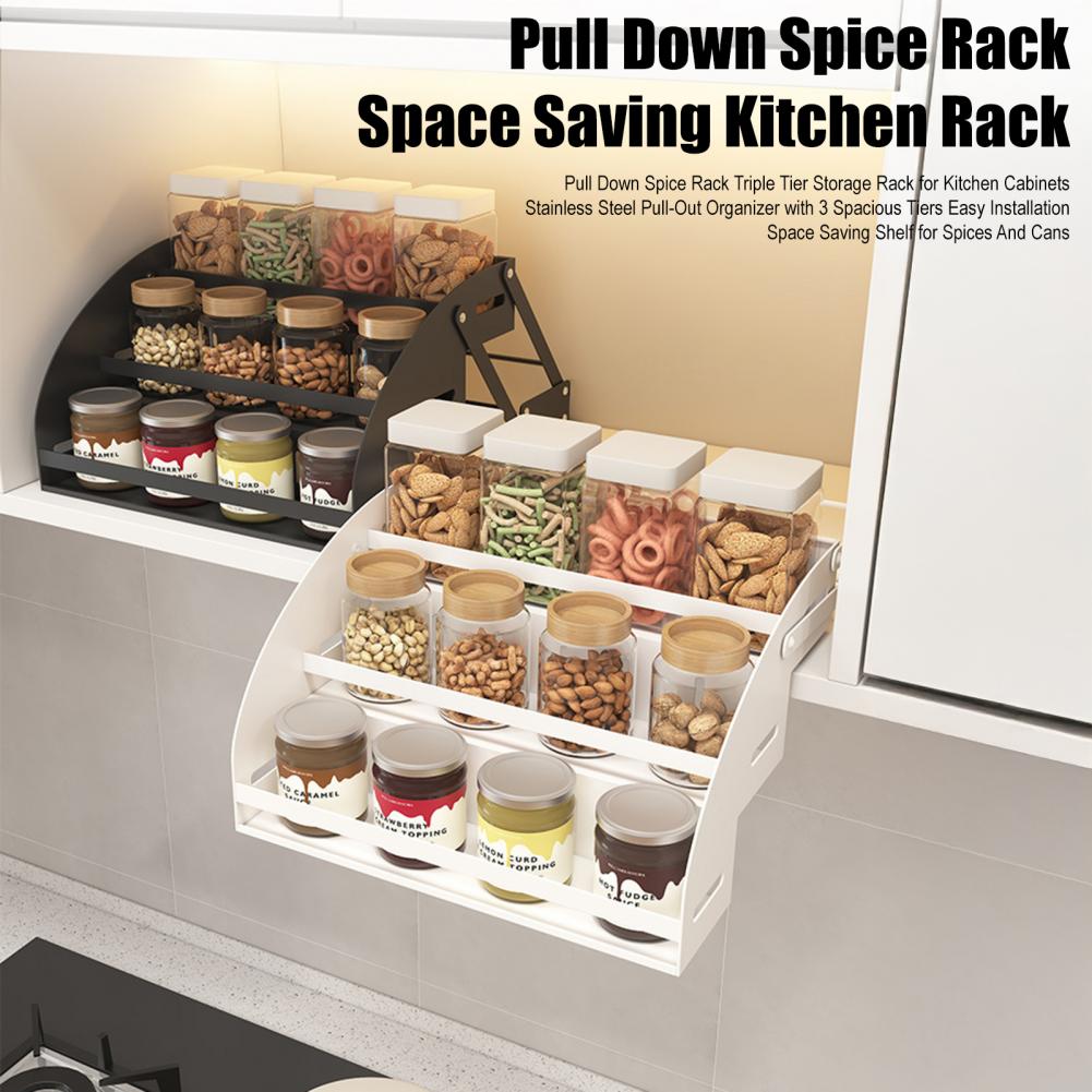 Food Storage Without Plastic - Triple Tier Spice Organizer 3-tier Pull
