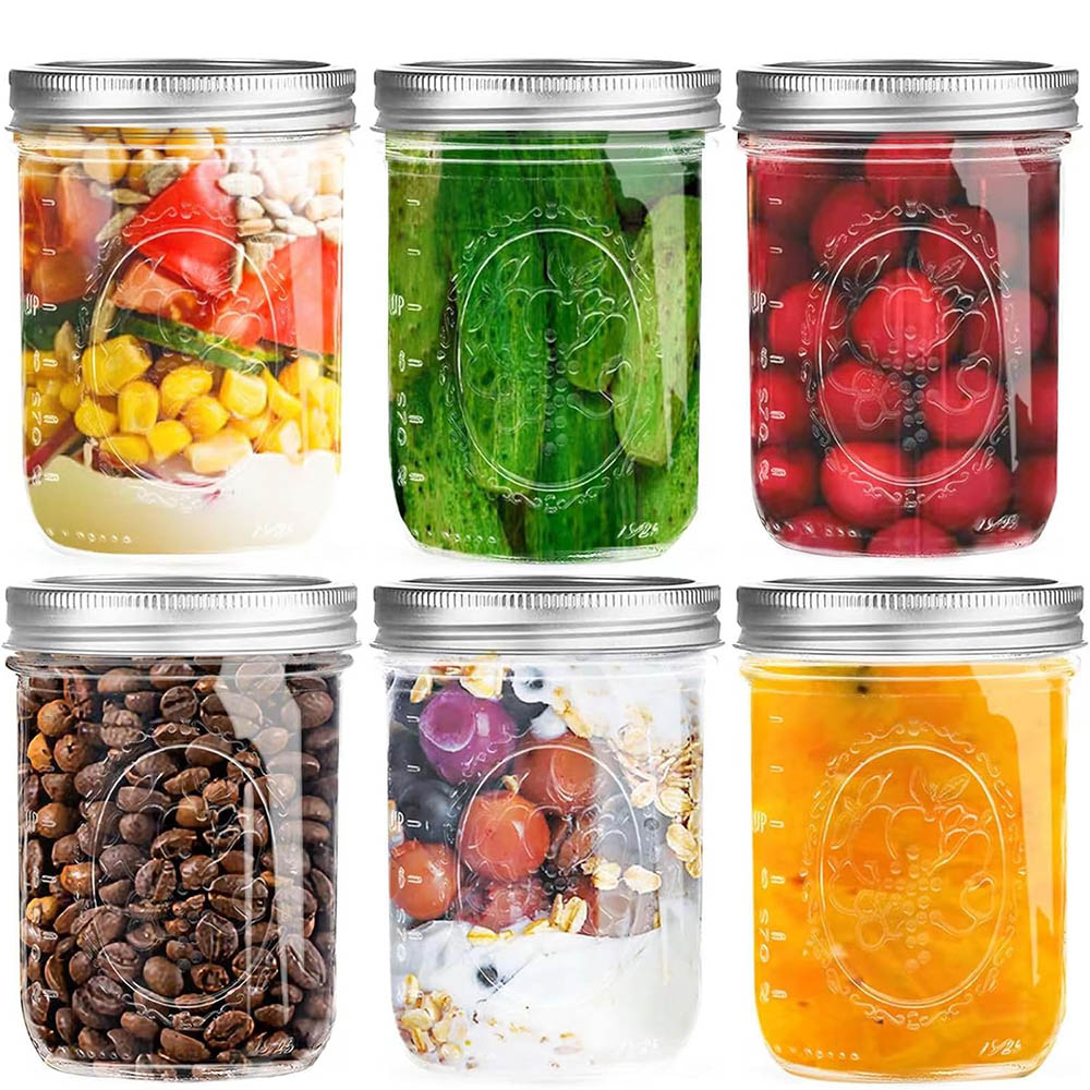 Food Storage Lid - 16oz Wide Mouth Mason Jars with