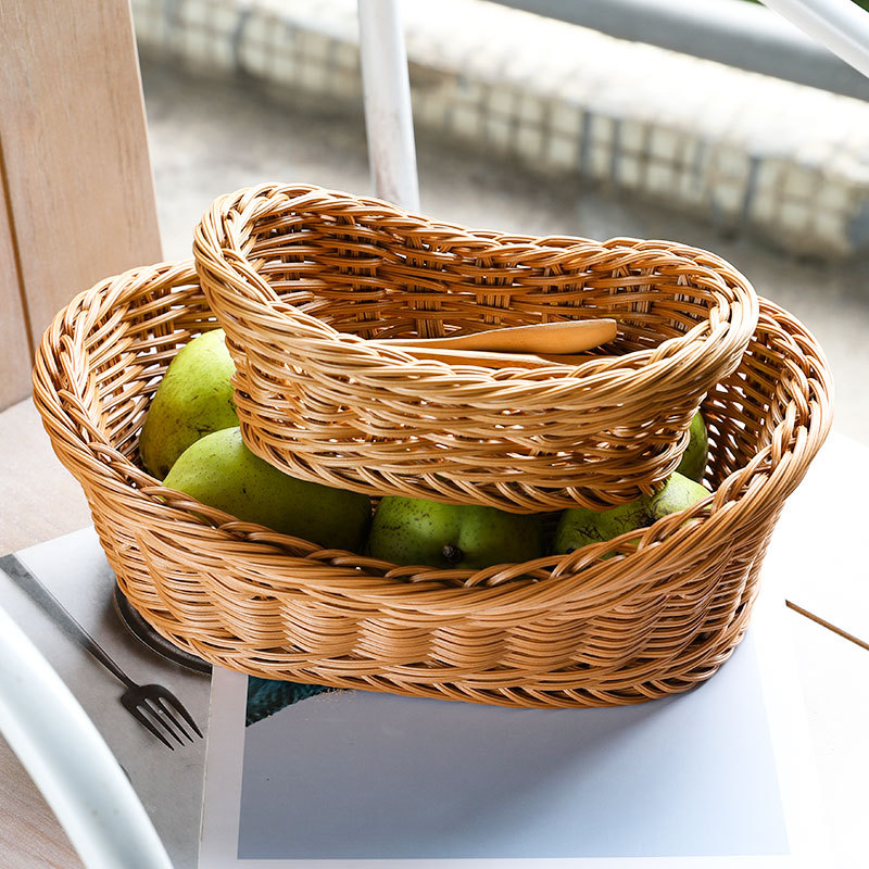 Food Storage Plant - Oval Rattan Woven Storage Basket Bread