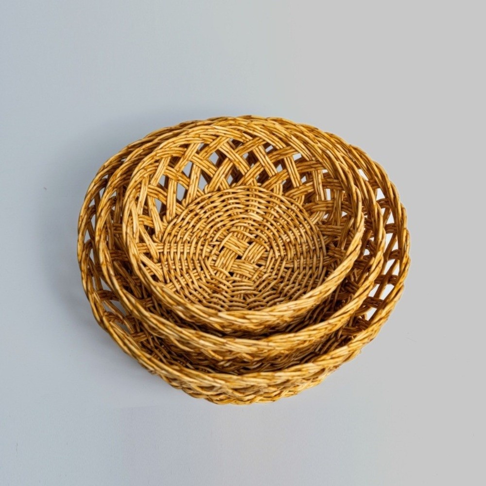 Food Storage Without Plastic - Natural Style Rattan-like Fruit Basket Round