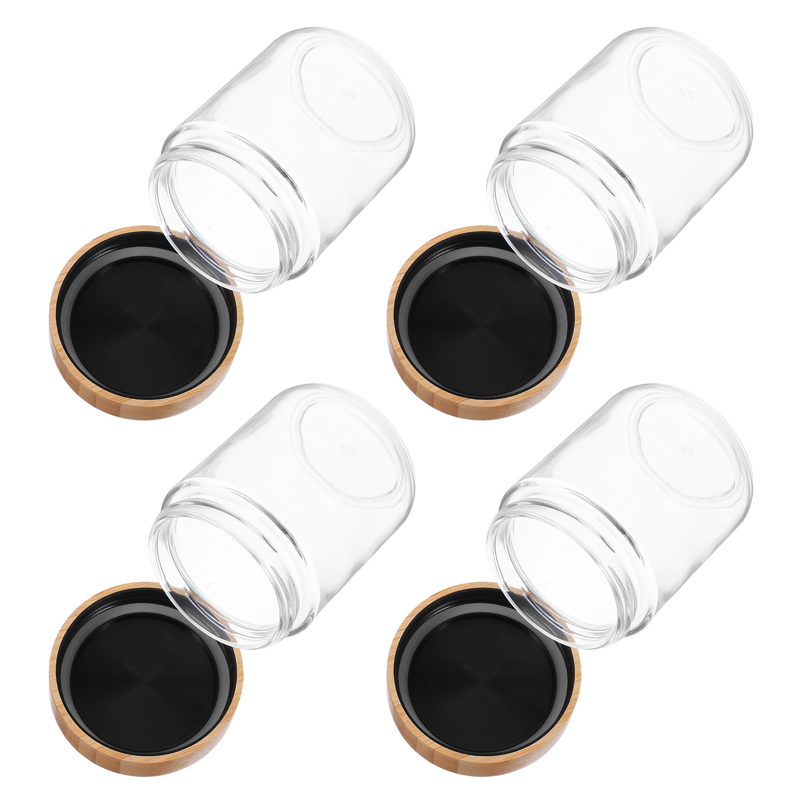 Food Storage Plastic - 4Pcs Glass Kitchen Storage Jars Bamboo