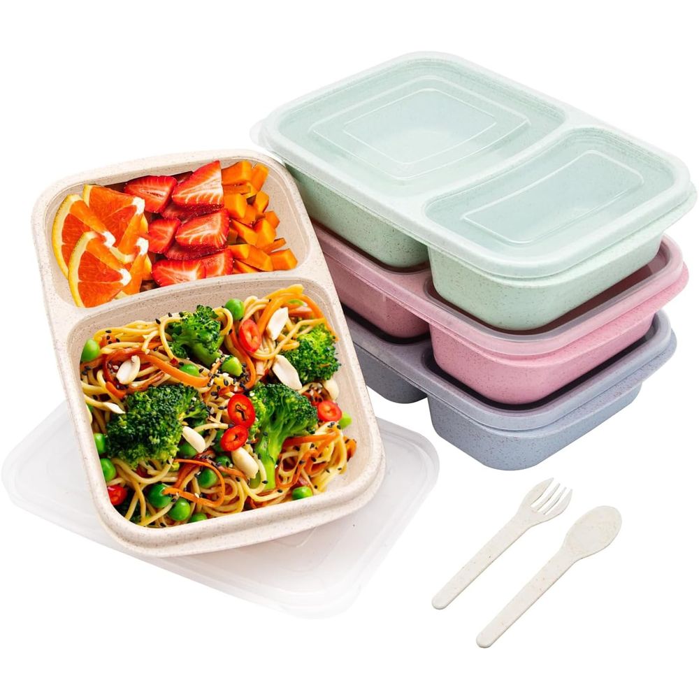 4 Pack Bento Lunch Box, 2 Comp - Food Storage Lunch Box ulasan dan harga
