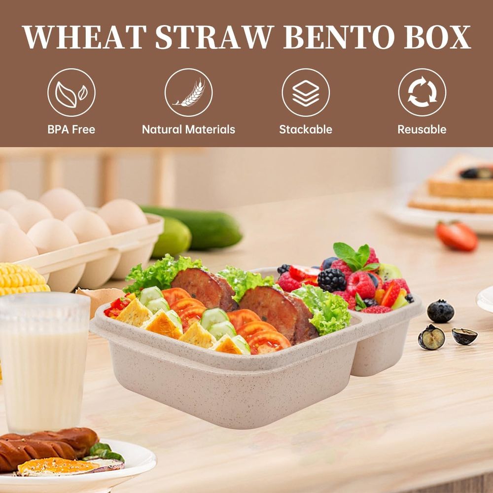 4 Pack Bento Lunch Box, 2 Comp - Food Storage Lunch Box ulasan dan harga