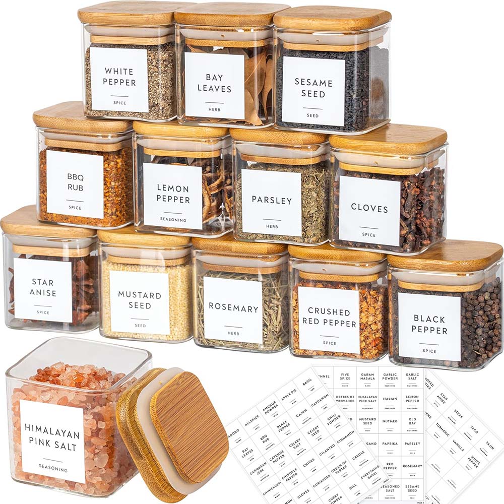 5oz Glass Jars Set with Spice  - Food Storage Jar Labels ulasan dan harga