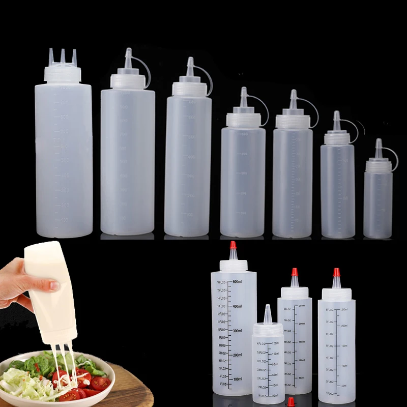 1Pcs Empty120ml-1000ml PE Plas - Condiment Squeeze Bottle ulasan dan harga