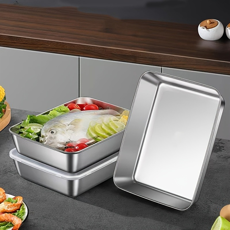 3/6Pcs Stainless Steel Rectang - Food Storage Lunch Box ulasan dan harga
