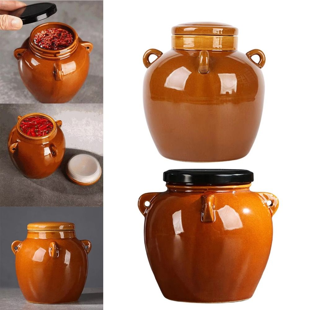 Large Capacity Ceramic Pickle  - Food Storage Jars With Lids ulasan dan harga