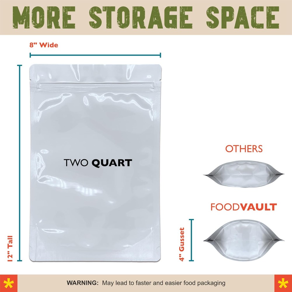 2 Quart Mylar Bags, 16 Mil Tot - Food Storage For Long Term ulasan dan harga
