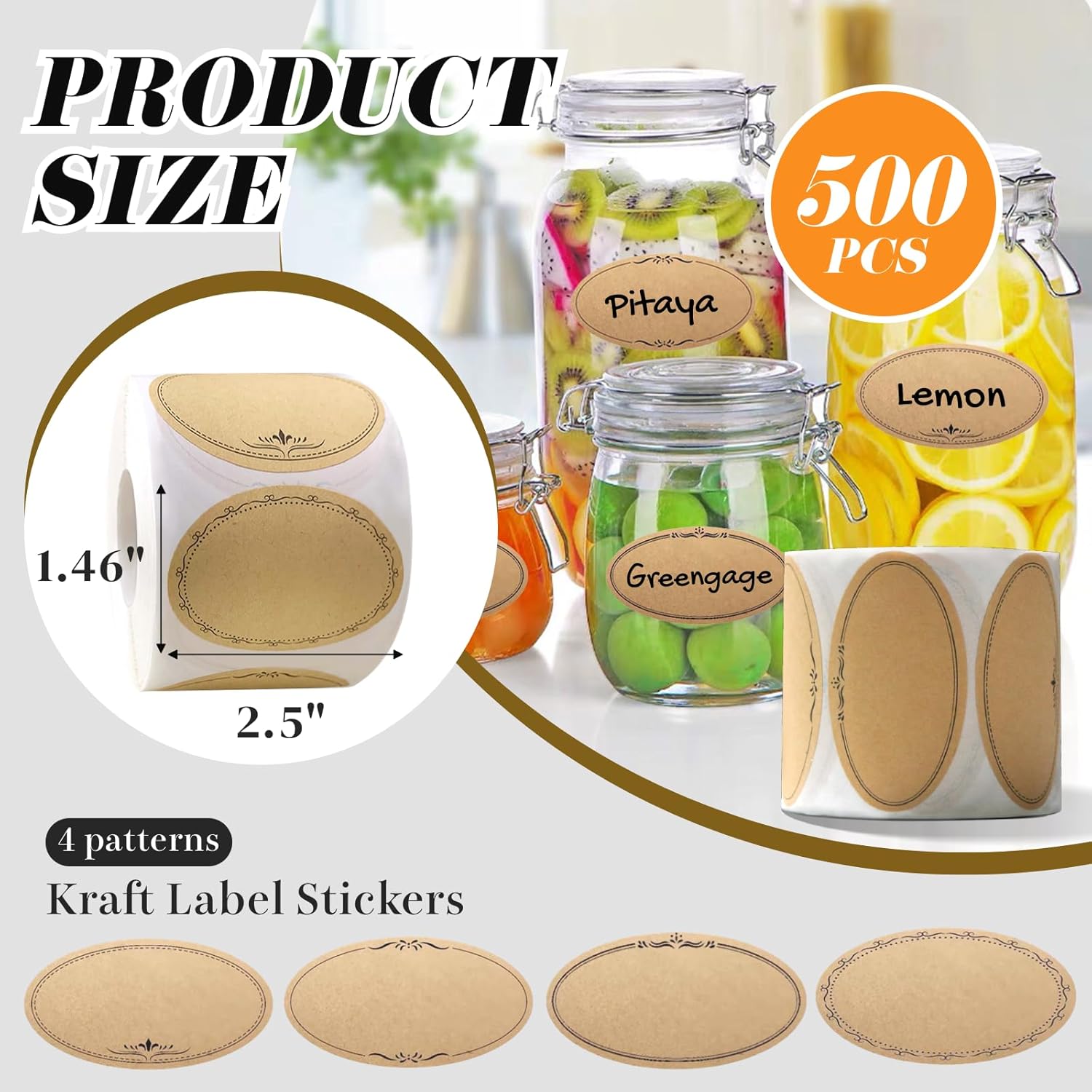500 Pcs Mason Jar Labels 2.5 I - Food Storage Jar Labels ulasan dan harga