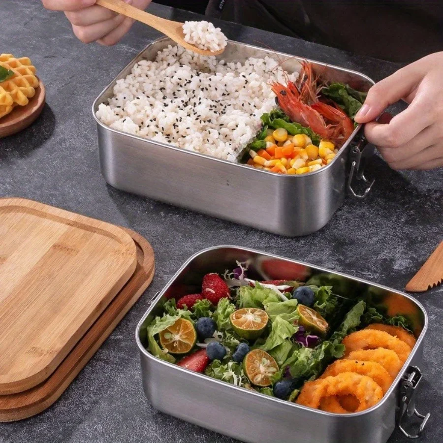 New 304 Stainless Steel Bamboo - Food Storage Square Containers ulasan dan harga