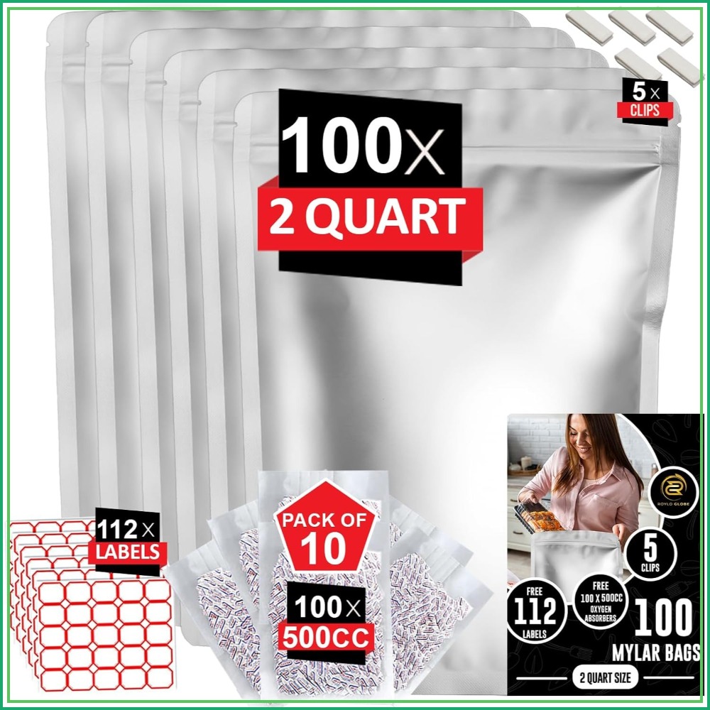 100pcs 2 Quart Mylar Bags with - Food Storage For Long Term ulasan dan harga