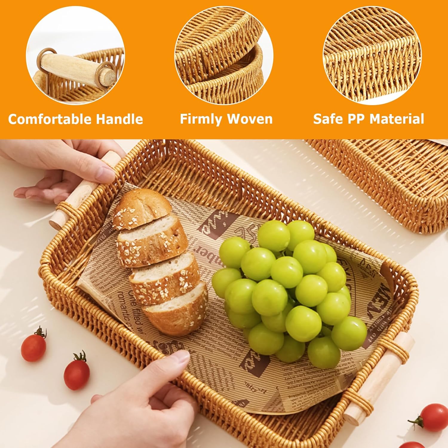Wicker Tray Rectangular Rattan - Food Storage Essentials ulasan dan harga