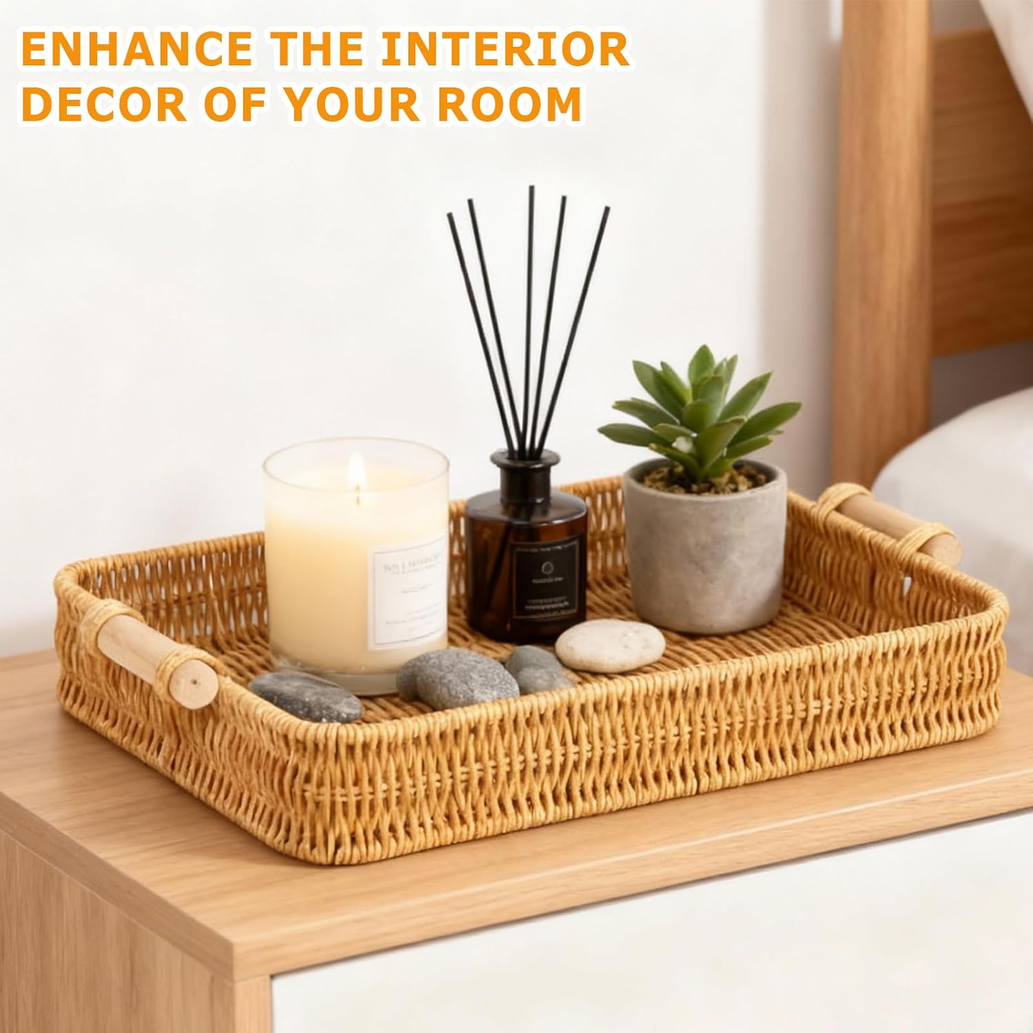 Wicker Tray Rectangular Rattan - Food Storage Essentials ulasan dan harga