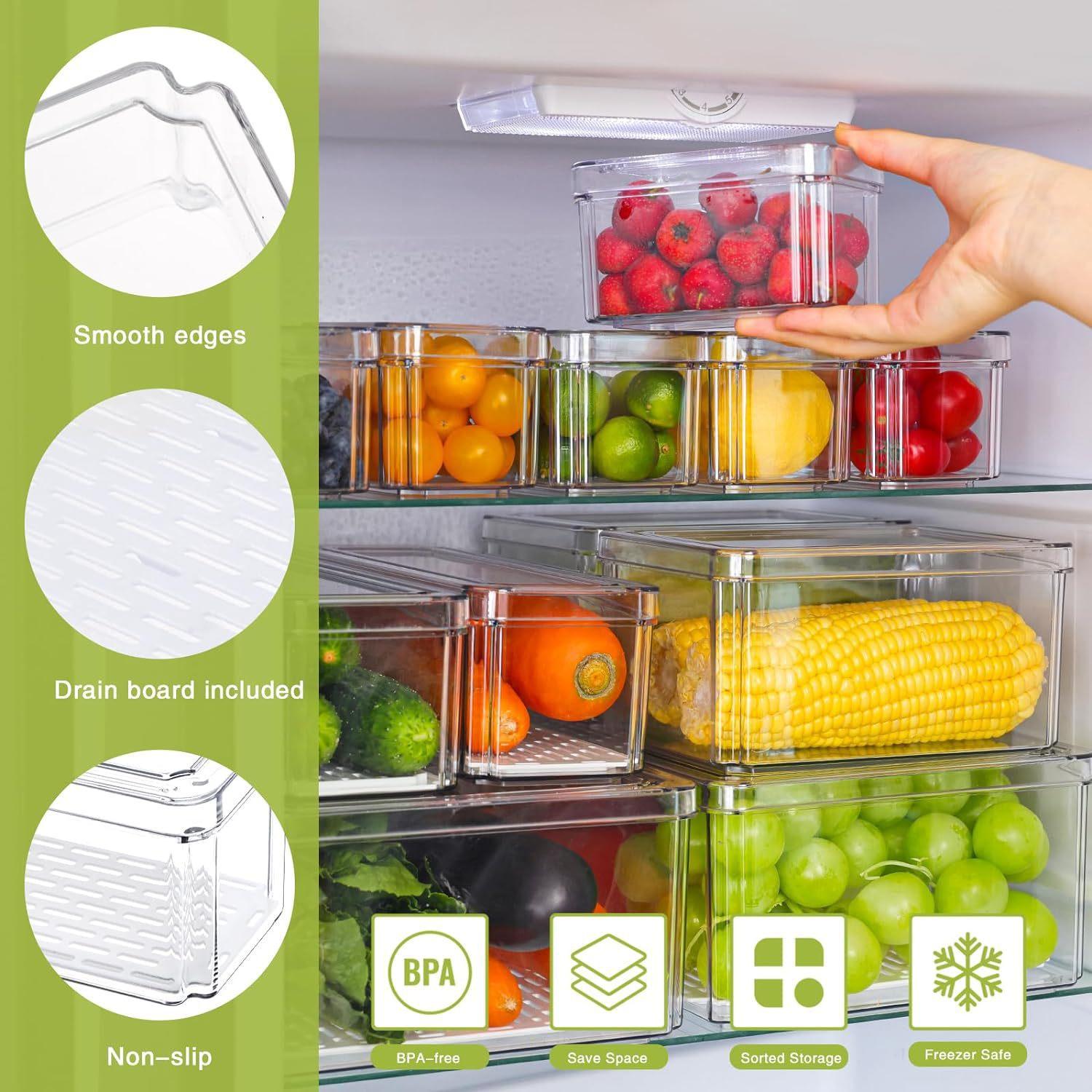 10/14Pcs Fridge Organizer Bins - Food Storage Without Plastic ulasan dan harga