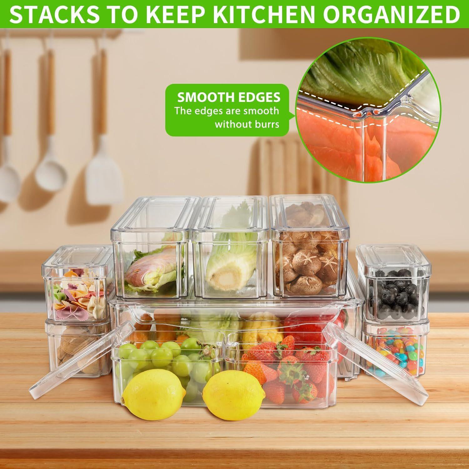 10/14Pcs Fridge Organizer Bins - Food Storage Without Plastic ulasan dan harga