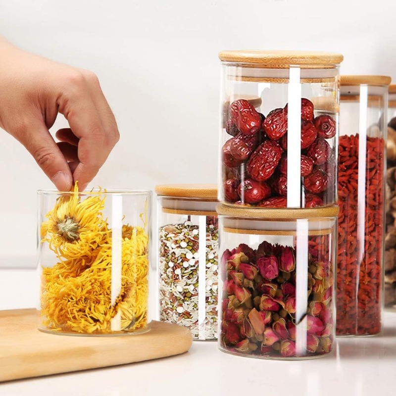 12 Glass Jars Set with Bamboo  - Food Storage Jar Labels ulasan dan harga