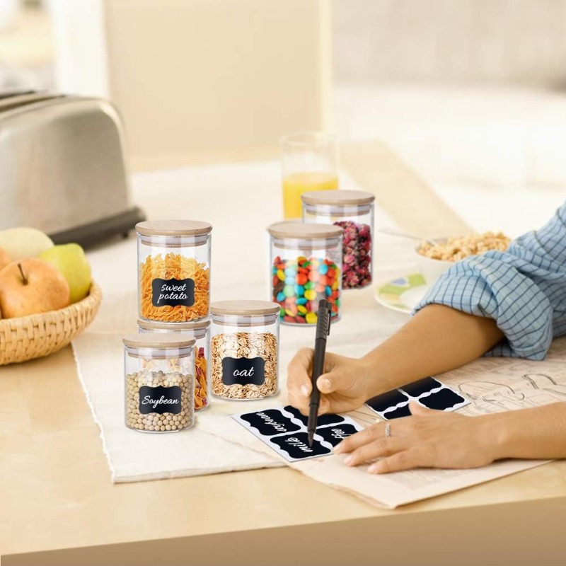 12 Glass Jars Set with Bamboo  - Food Storage Jar Labels ulasan dan harga