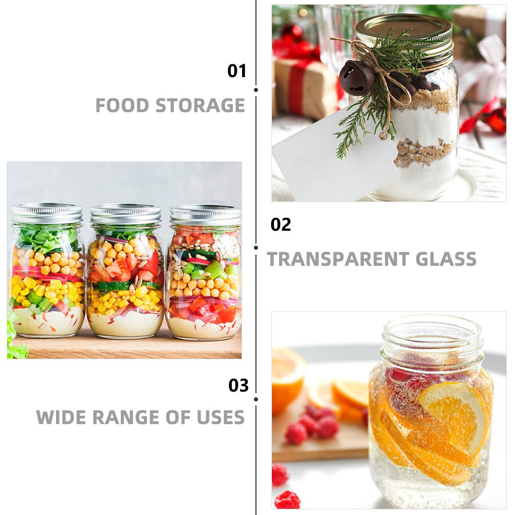 6Pcs Transparent Round Glass J - Food Storage Jars With Lids ulasan dan harga