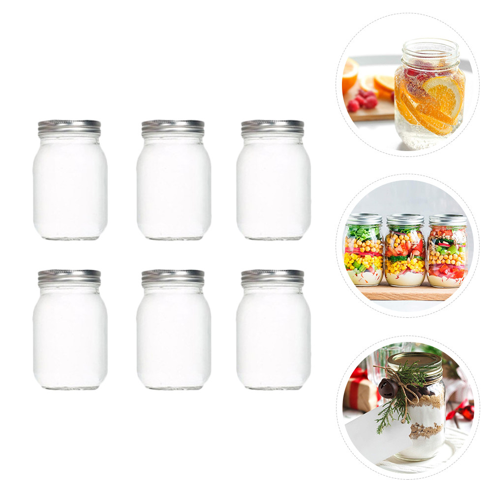6Pcs Transparent Round Glass J - Food Storage Jars With Lids ulasan dan harga