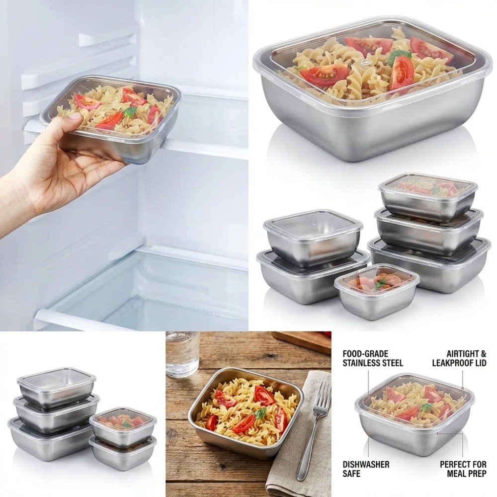 6PCS Stainless Steel Food Stor - Food Storage Lunch Box ulasan dan harga