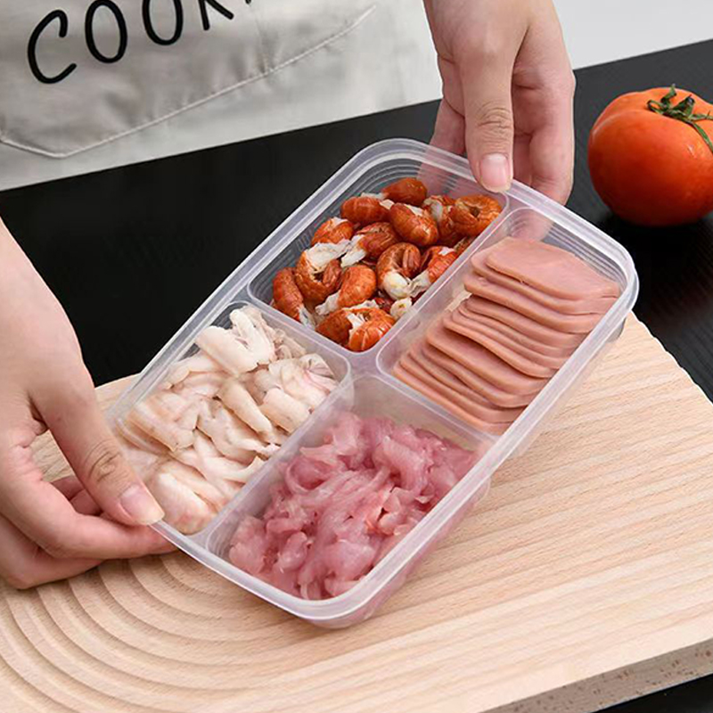 New【4 Grids Plastic Storage Bo - Food Storage Square Containers ulasan dan harga