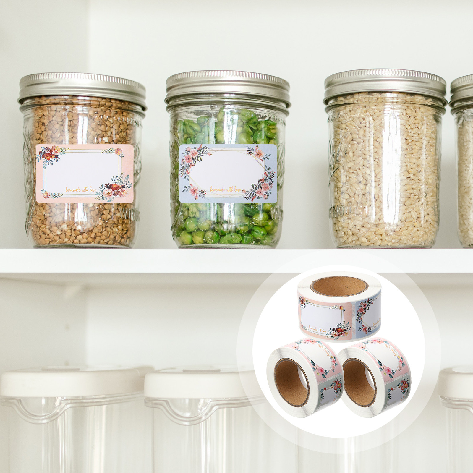 3 Rolls Blank Name Sticker Lab - Food Storage Jar Labels ulasan dan harga