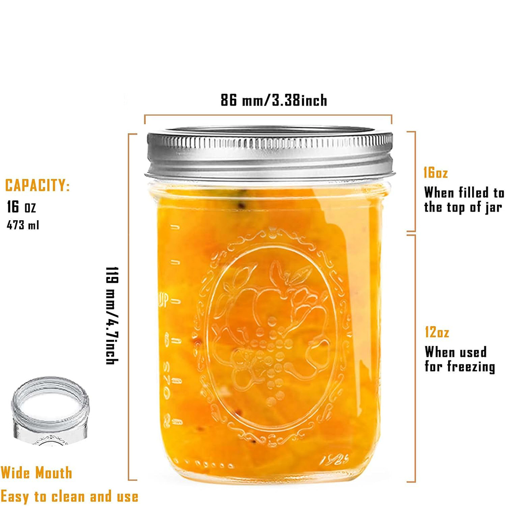 16oz Wide Mouth Mason Jars wit - Food Storage Lid ulasan dan harga