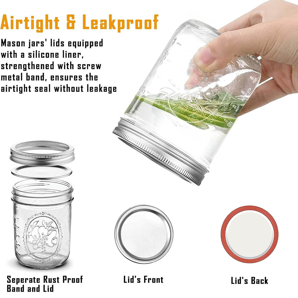 16oz Wide Mouth Mason Jars wit - Food Storage Lid ulasan dan harga