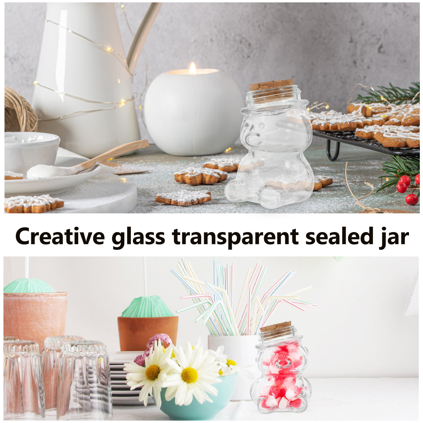 4Pcs Glass Candy Jar Set Trans - Set Food Storage ulasan dan harga
