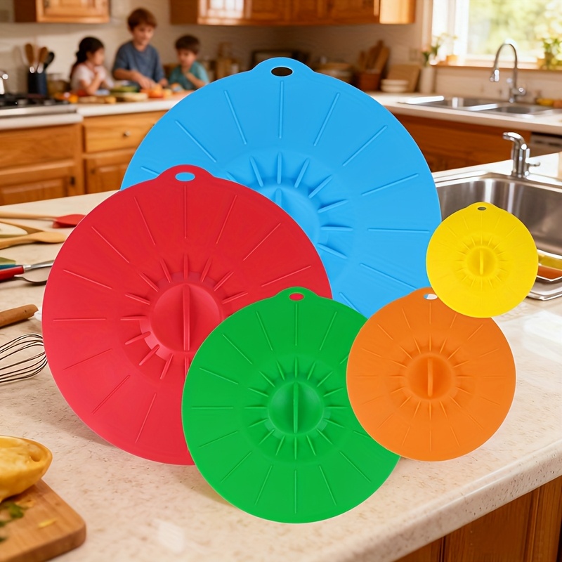 5-Piece Silicone Lids, Heat-Re - Food Storage Silicone ulasan dan harga