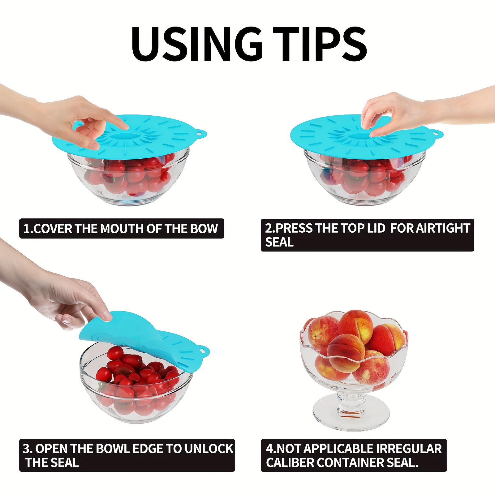 5-Piece Silicone Lids, Heat-Re - Food Storage Silicone ulasan dan harga