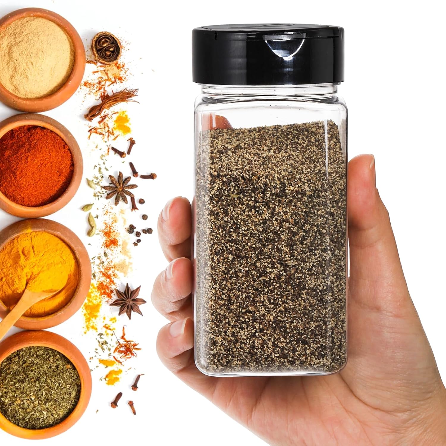 Square Large Plastic Spice Jar - Food Storage Jars With Lids ulasan dan harga