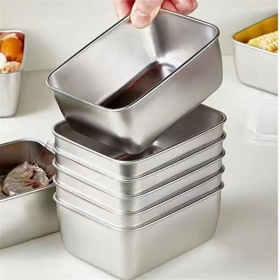1/3/5pcs Stainless Steel Food  - Food Storage Square Containers ulasan dan harga