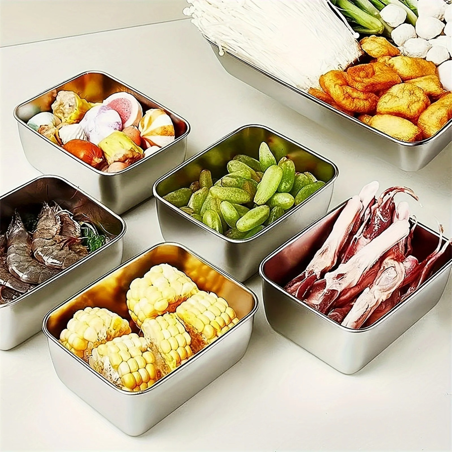 1/3/5pcs Stainless Steel Food  - Food Storage Square Containers ulasan dan harga