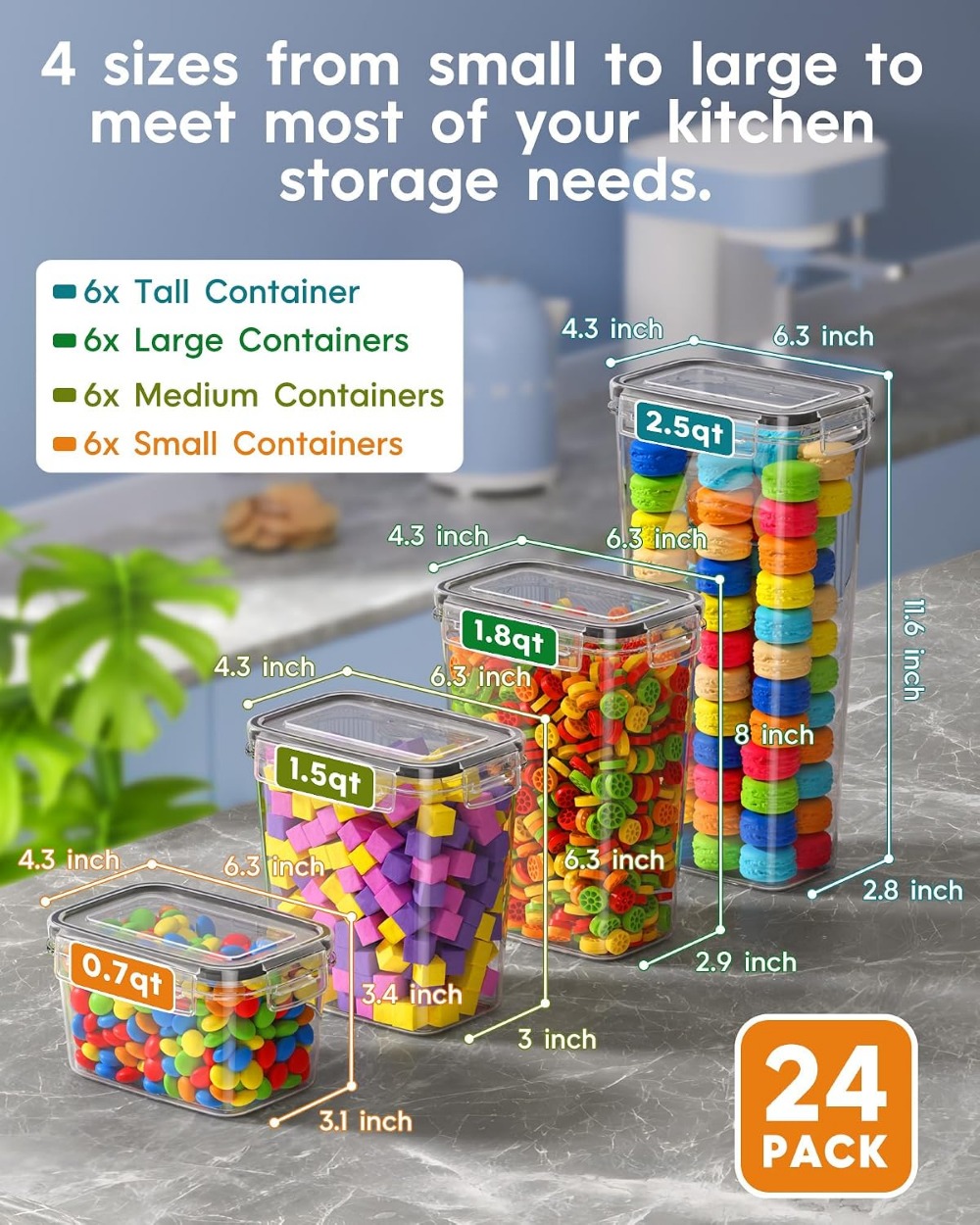 24 PCS Airtight Food Storage C - Food Storage Plastic ulasan dan harga