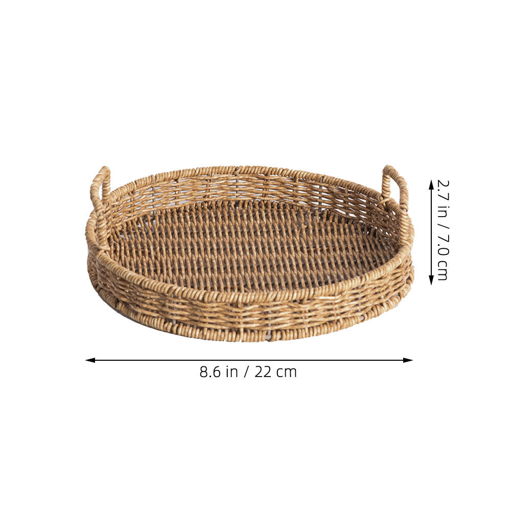 Round Woven Bread Basket Imita - Food Storage Large ulasan dan harga
