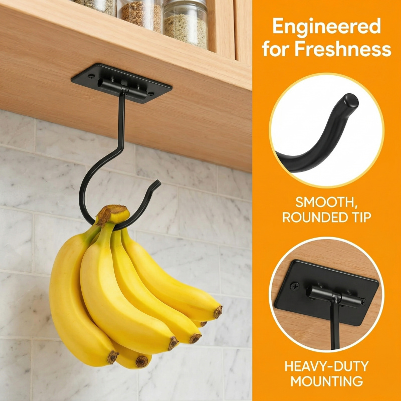 Black Metal Self-Adhesive Bana - Food Storage Rack ulasan dan harga