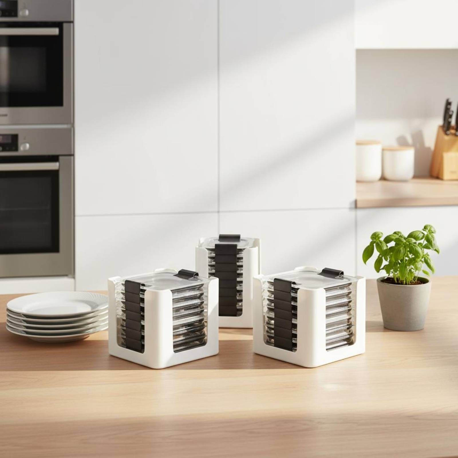 3 Pieces Lid Storage Rack Rect - Food Storage Square Containers ulasan dan harga